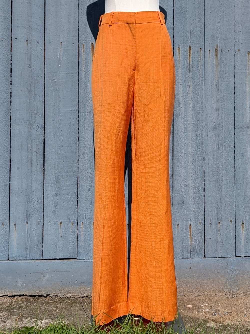 NWT Sandro Paris Orange Straight-Leg Trousers Pleated Pants Size 36 / US 4